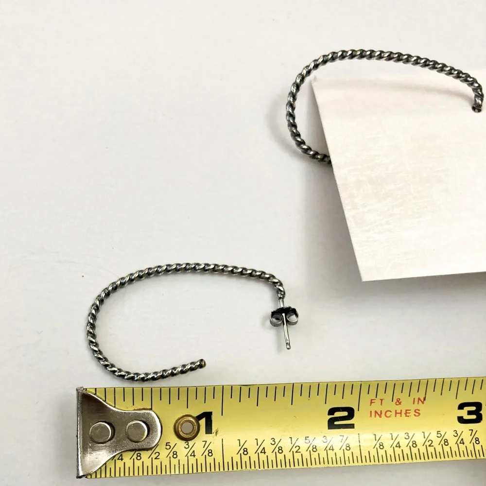 Handcrafted steel post earrings rope design